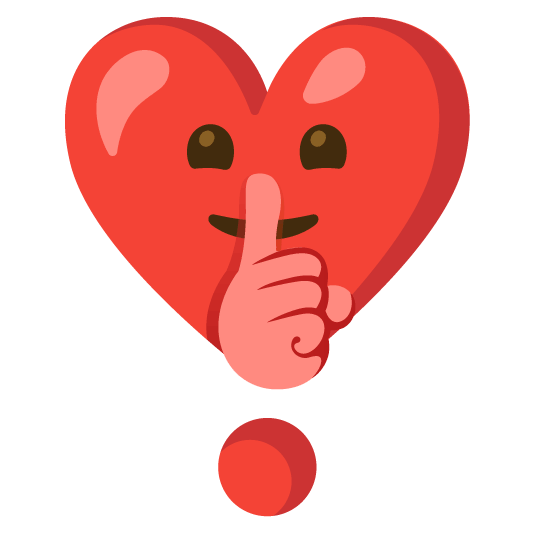 shushing face heavy heart exclamation mark ornament