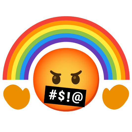 face with symbols on mouth rainbow