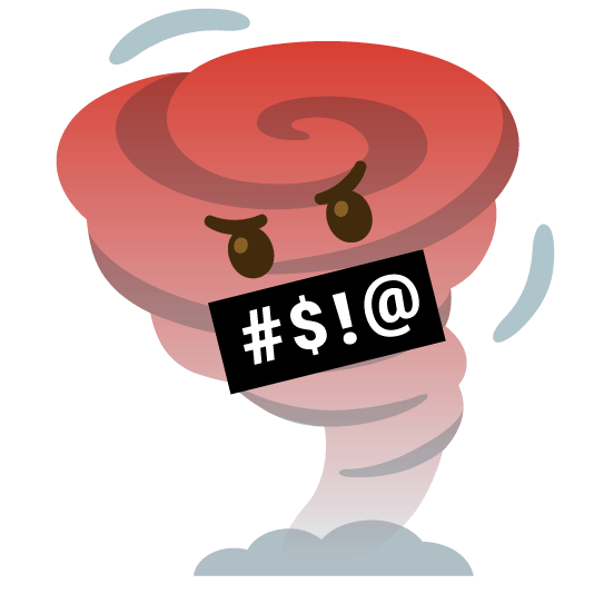 face with symbols on mouth tornado