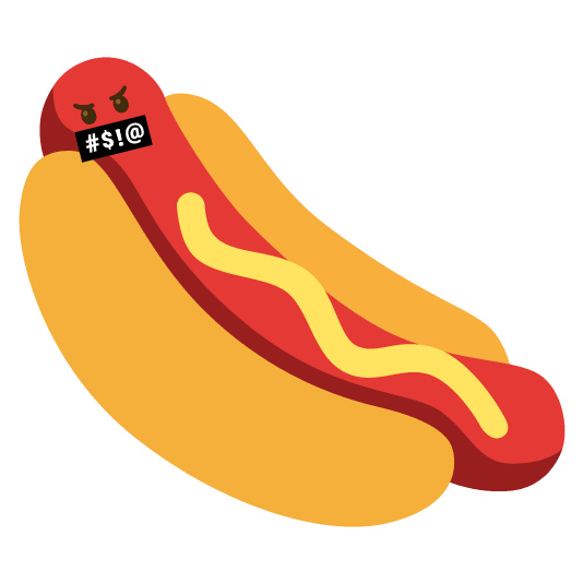 face with symbols on mouth hotdog