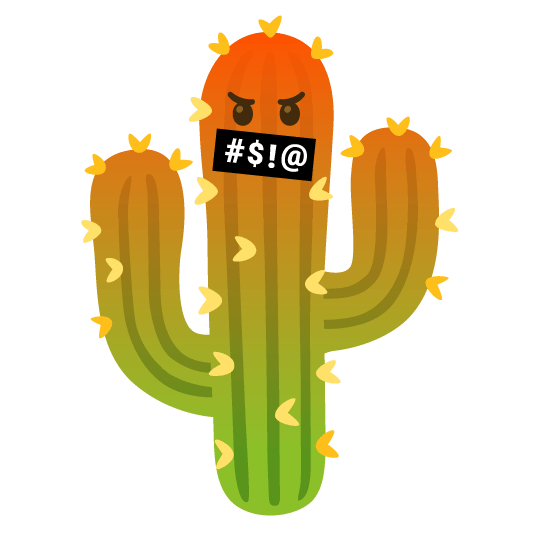 face with symbols on mouth cactus