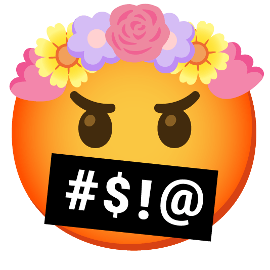 face with symbols on mouth tulip