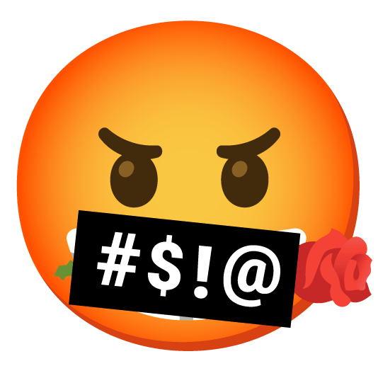 face with symbols on mouth rose