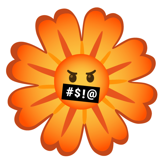 face with symbols on mouth blossom