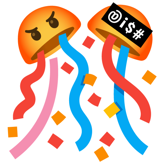 face with symbols on mouth confetti ball