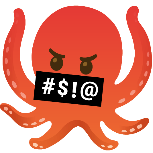 face with symbols on mouth octopus