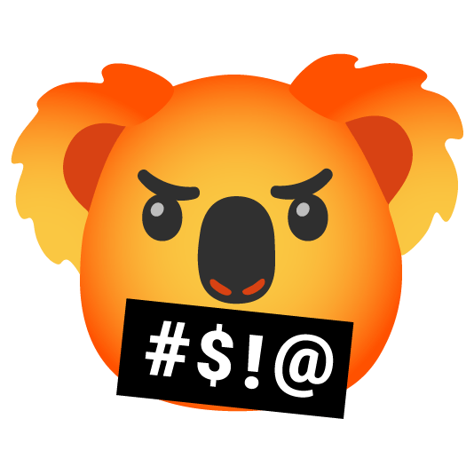 face with symbols on mouth koala