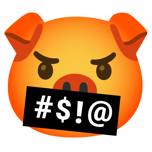 face with symbols on mouth pig