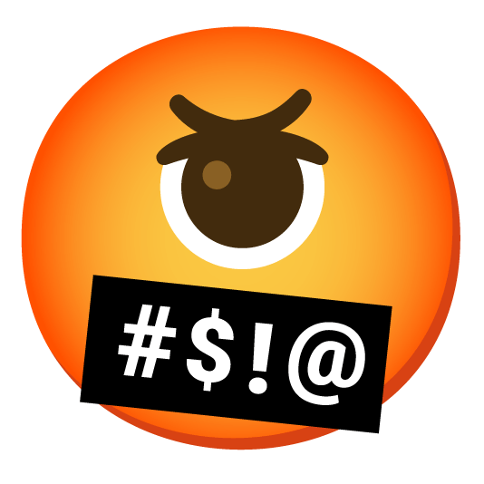 face with symbols on mouth eye