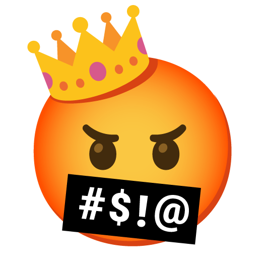 face with symbols on mouth crown