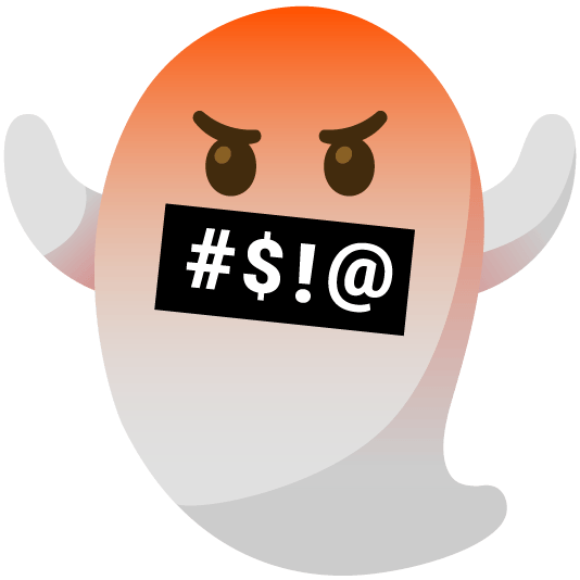 face with symbols on mouth ghost