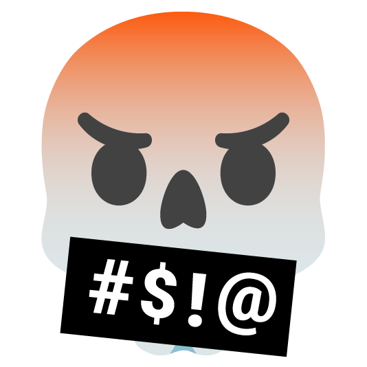 face with symbols on mouth skull