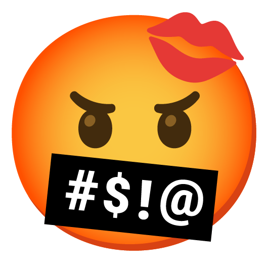 face with symbols on mouth kiss