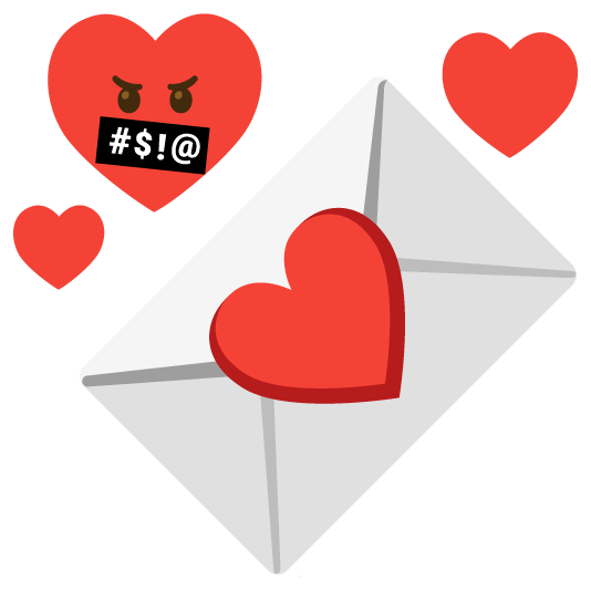 face with symbols on mouth love letter