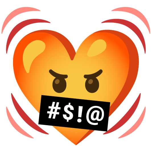 face with symbols on mouth heartbeat