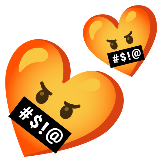 face with symbols on mouth two hearts