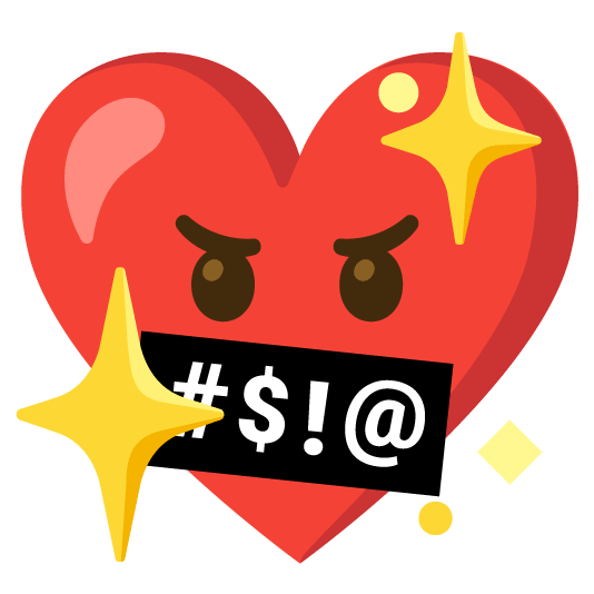 face with symbols on mouth sparkling heart