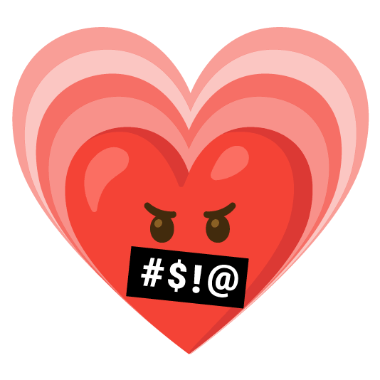 face with symbols on mouth heartpulse