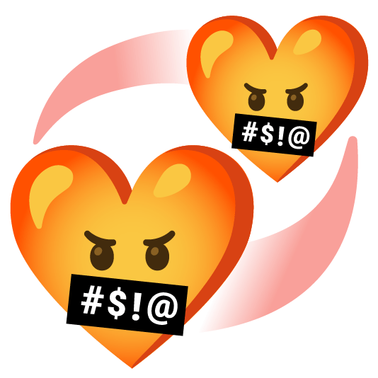 face with symbols on mouth revolving hearts