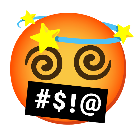 face with symbols on mouth dizzy