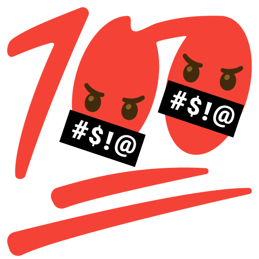 face with symbols on mouth 100