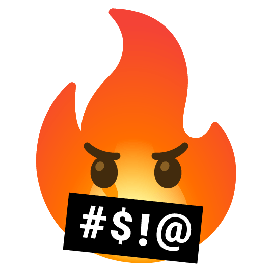 face with symbols on mouth fire