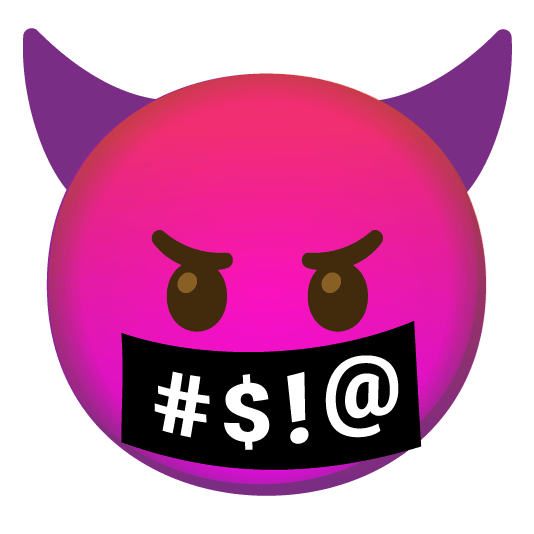 face with symbols on mouth smiling imp