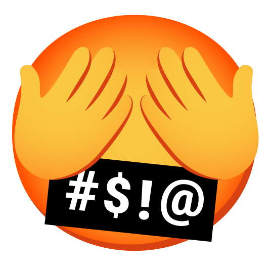 face with symbols on mouth see no evil