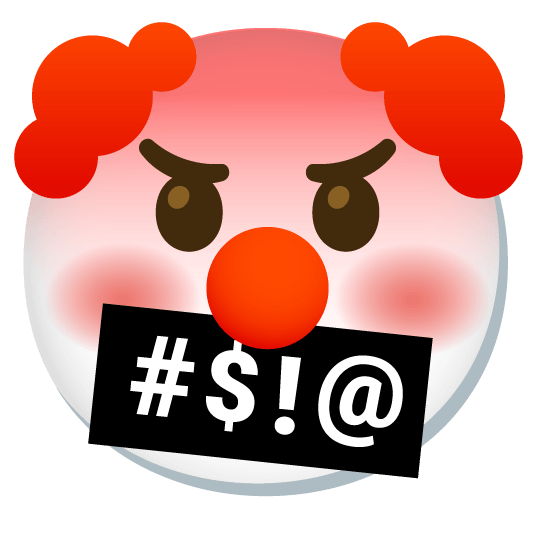 face with symbols on mouth clown face