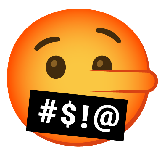 face with symbols on mouth lying face