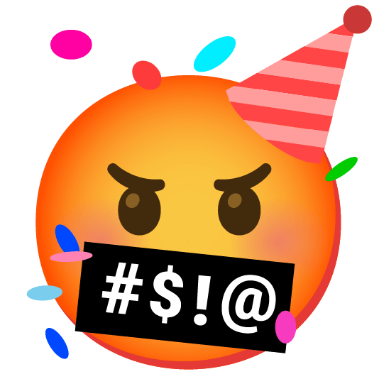 face with symbols on mouth partying face