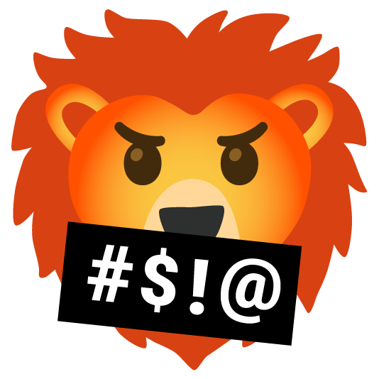 face with symbols on mouth lion face