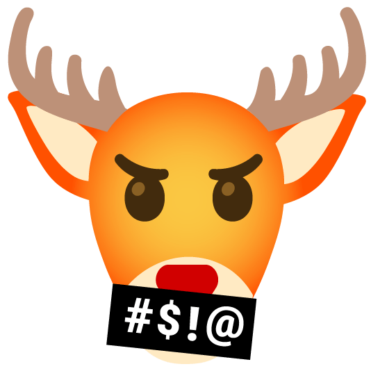 face with symbols on mouth deer