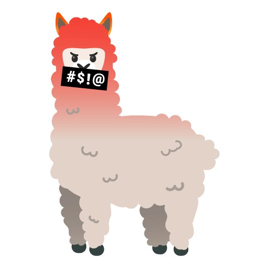 face with symbols on mouth llama