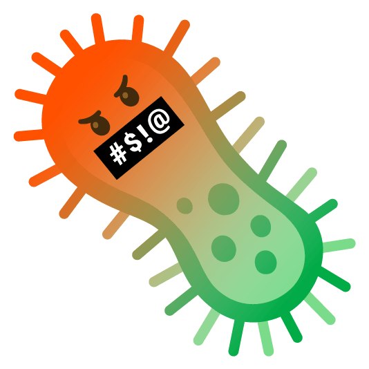 face with symbols on mouth microbe