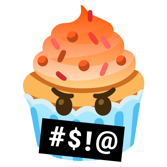 face with symbols on mouth cupcake