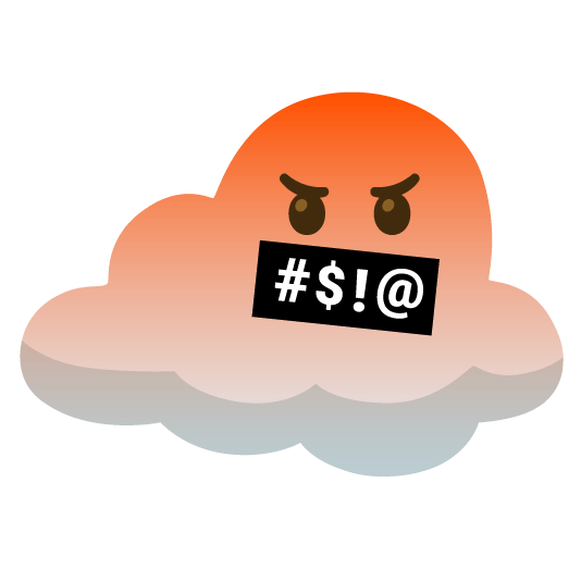 face with symbols on mouth cloud