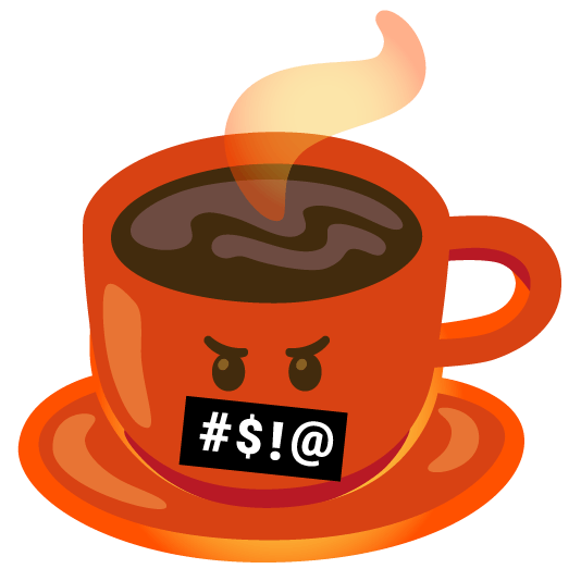 face with symbols on mouth coffee