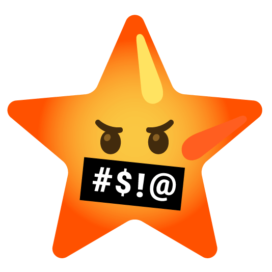 face with symbols on mouth star