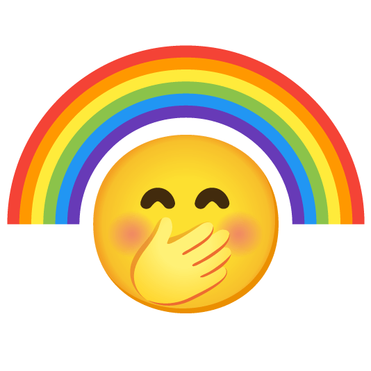 face with hand over mouth rainbow