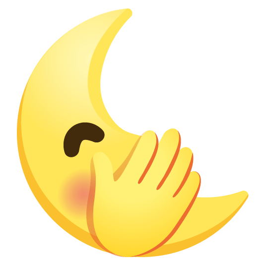face with hand over mouth last quarter moon with face