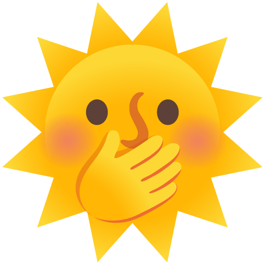 face with hand over mouth sun with face