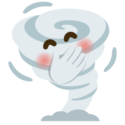 face with hand over mouth tornado