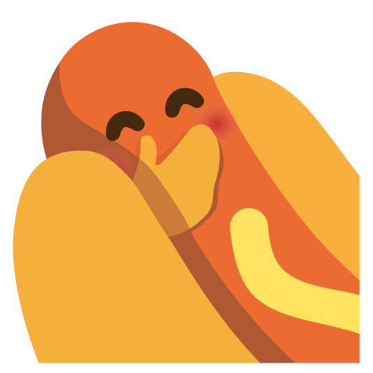 face with hand over mouth hotdog
