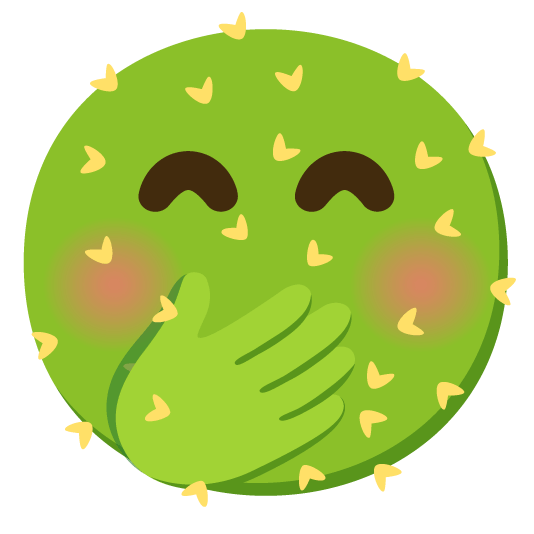 face with hand over mouth cactus