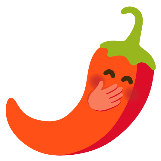 face with hand over mouth hot pepper
