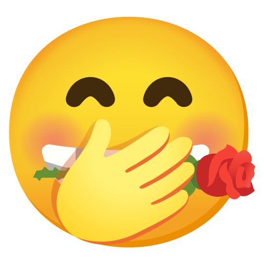 face with hand over mouth rose