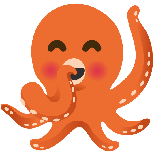 face with hand over mouth octopus