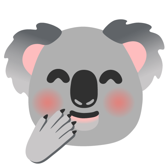 face with hand over mouth koala