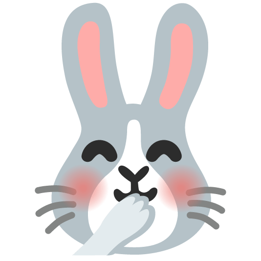 face with hand over mouth rabbit
